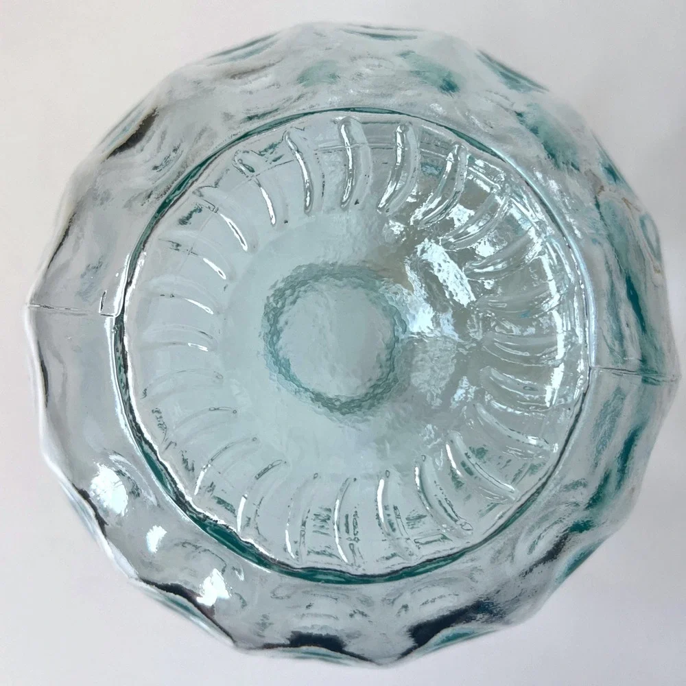 Vintage Aqua Bubble Glass Vase Round Optic Dot Bud Vase Hand Blown Style 7